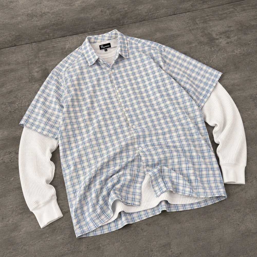 Vintage VTG Y2K 2000's 00's Blue White Plaid Short Sleeve Button Up Shirt